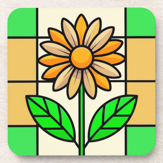Stained Glass Flower Coaster (Front)