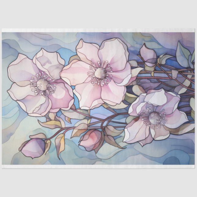 Stained Glass Flower Découpage Tissue Paper (Front)