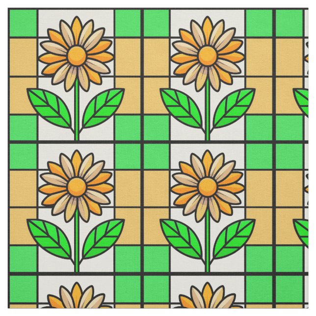 Stained Glass Flower Fabric (Swatch)