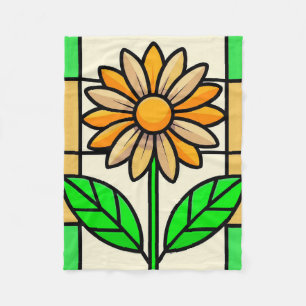Stained Glass Flower Fleece Blanket