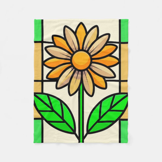 Stained Glass Flower Fleece Blanket (Front)