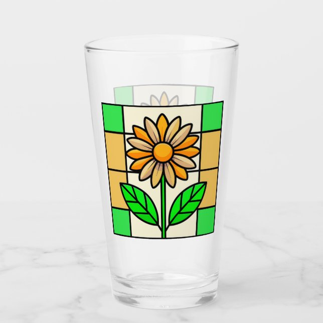 Stained Glass Flower Glass Cup (Front)