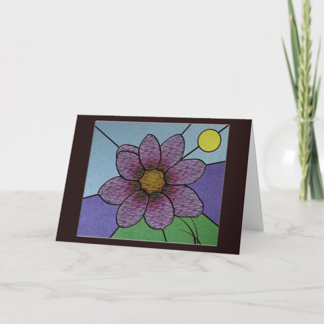 Stained Glass Flower Greetingcard Card (Front)