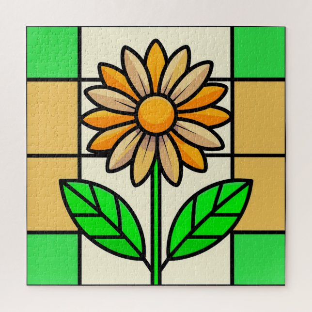 Stained Glass Flower Jigsaw Puzzle (Vertical)