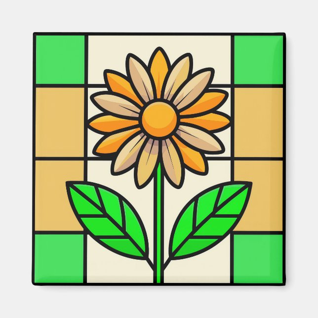 Stained Glass Flower Magnet (Front)