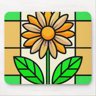 Stained Glass Flower Mouse Mat
