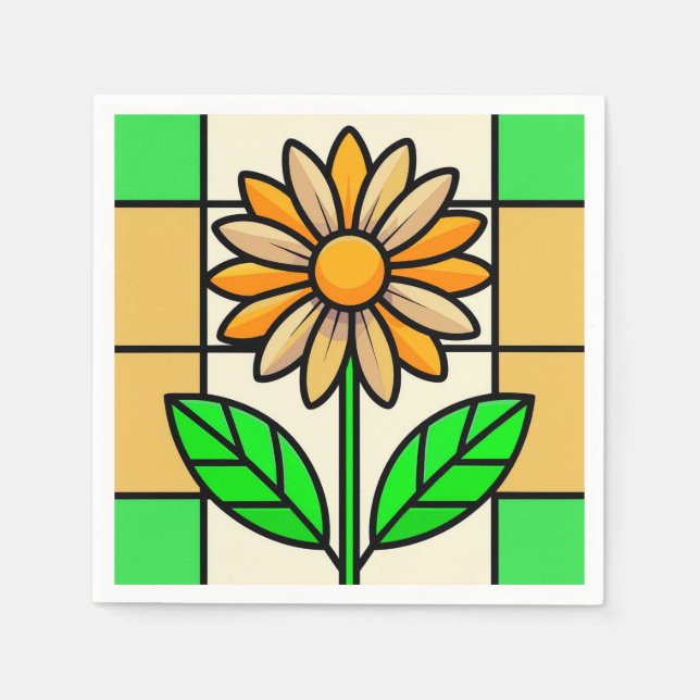 Stained Glass Flower Napkin (Front)