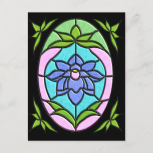 STAINED GLASS FLOWER OVAL by SHARON SHARPE Postcard