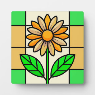 Stained Glass Flower Plaque