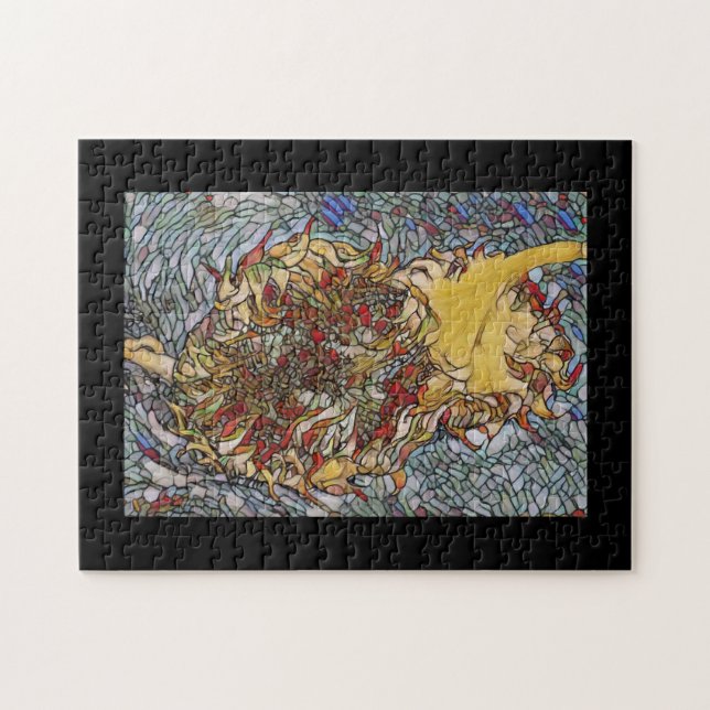 Stained glass flower portrait jigsaw puzzle (Horizontal)