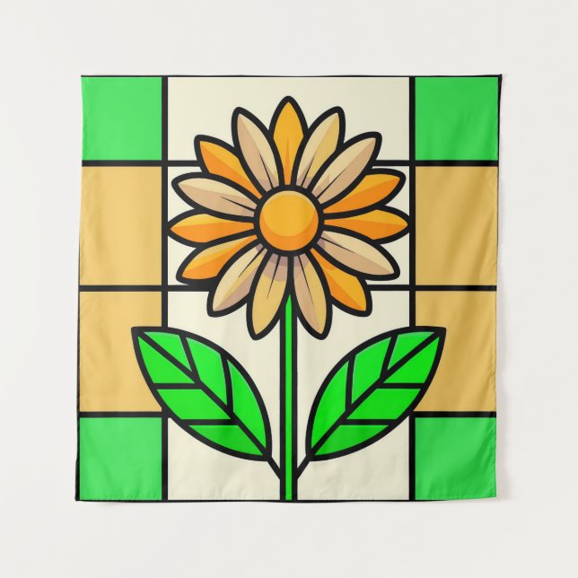 Stained Glass Flower Tapestry (Front)