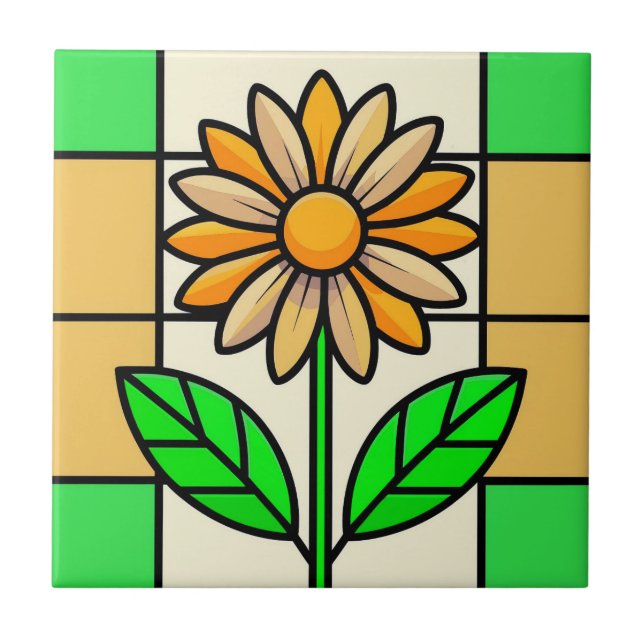 Stained Glass Flower Tile (Front)