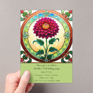 Stained Glass Flowers Birthday Party Acrylic Invitations