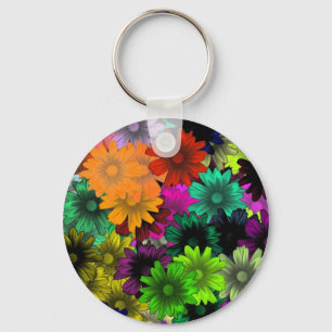 Stained glass flowers key ring