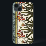 Stained Glass Flowers with Tan Border iPhone 13 Case<br><div class="desc">A lovely stained glass piece,  it features flowers growing out of stylised water at the bottom and an abstract of leaves at the top. A wonderfully beautiful purchase that would make an amazing gift!</div>