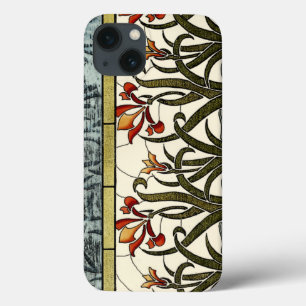 Stained Glass Flowers with Tan Border iPhone 13 Case