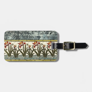 Stained Glass Flowers with Tan Border Luggage Tag