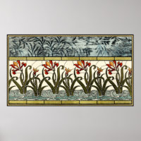 Stained Glass Flowers with Tan Border