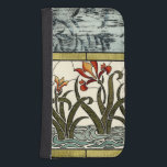 Stained Glass Flowers with Tan Border Samsung S4 Wallet Case<br><div class="desc">A lovely stained glass piece,  it features flowers growing out of stylised water at the bottom and an abstract of leaves at the top. A wonderfully beautiful purchase that would make an amazing gift!</div>