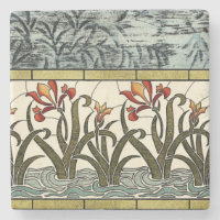 Stained Glass Flowers with Tan Border