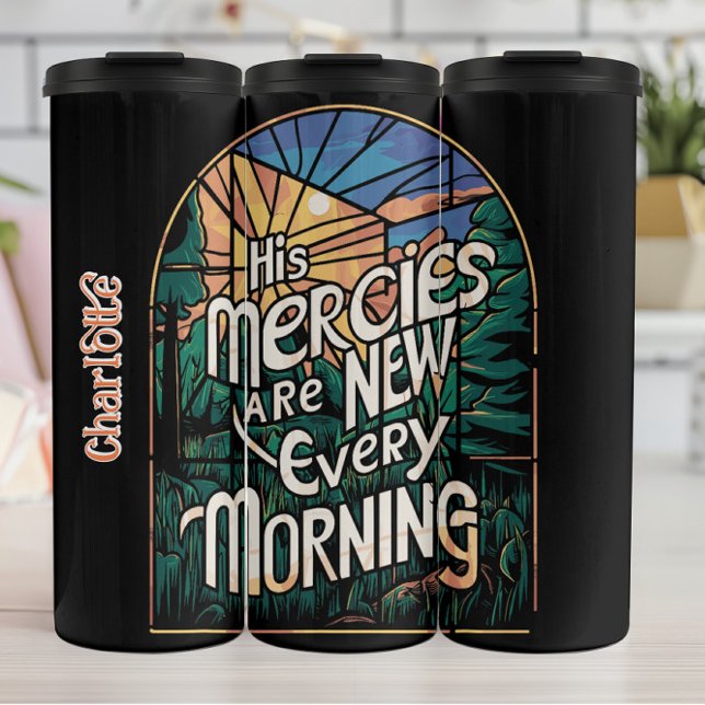 Stained Glass Forest Mercies Graphic Thermal Tumbler (Creator Uploaded)