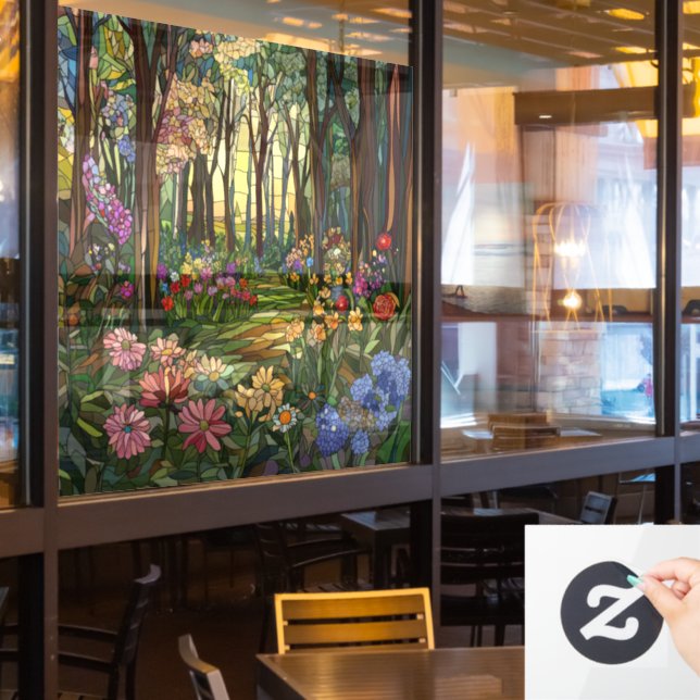 Stained Glass Forest Window Cling (Restaurant Window)