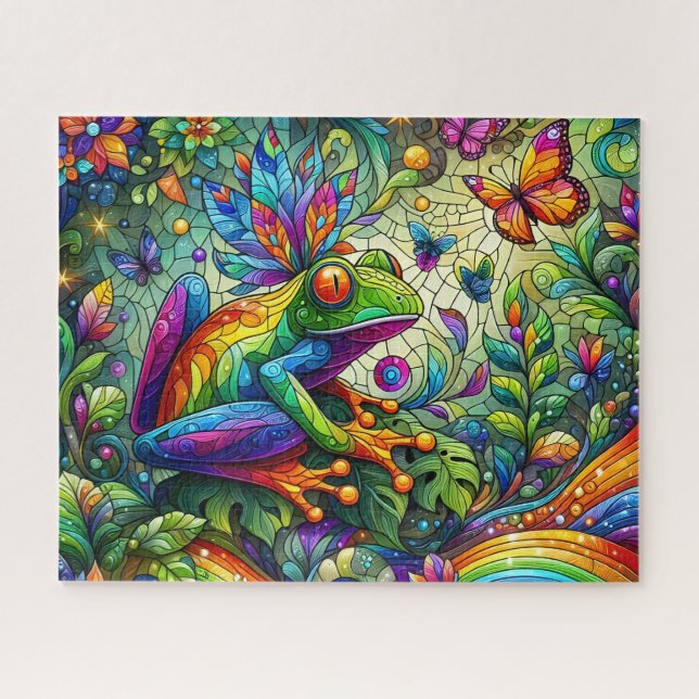 Stained Glass Frog Puzzle (Horizontal)