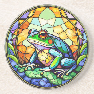 Stained Glass Frog Sandstone Coaster
