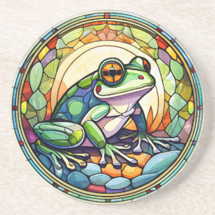 Stained Glass Frog Sandstone Coaster