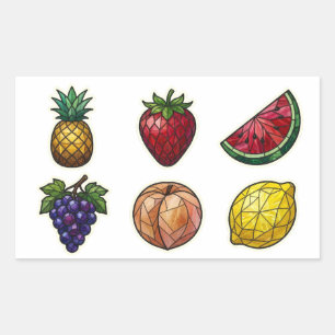 Stained Glass Fruit Medley Rectangular Sticker
