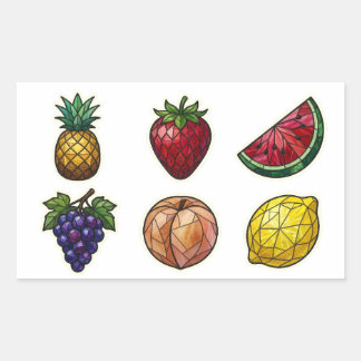 Stained Glass Fruit Medley Rectangular Sticker
