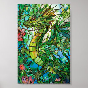 Stained Glass Garden Dragon Print & Downloadable