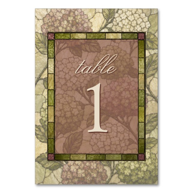 Stained Glass Garden Wedding Table Number (Front)