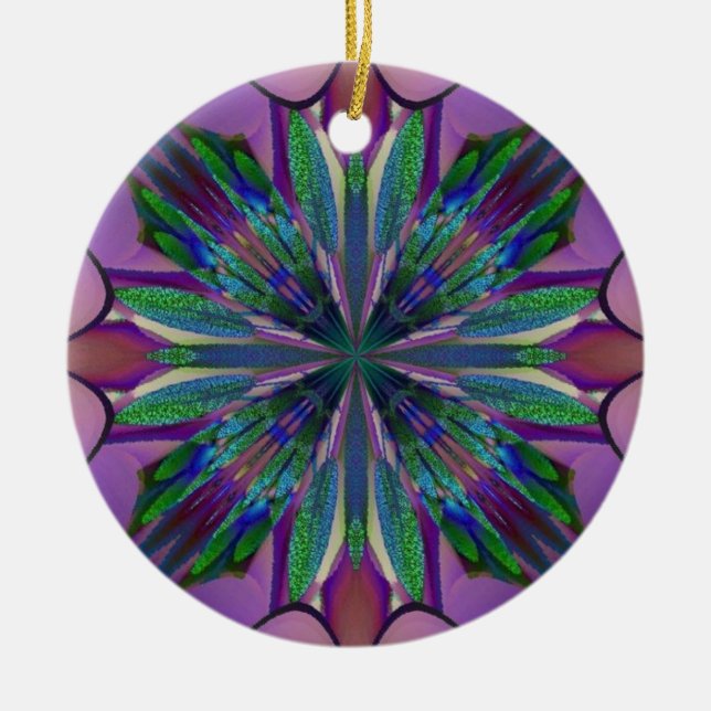 Stained Glass Gardenia Ceramic Tree Decoration (Front)
