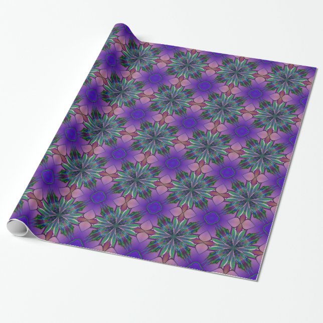 Stained Glass Gardenia Wrapping Paper (Unrolled)