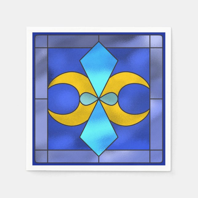 Stained Glass Geometric Moon Paper Napkins (Front)
