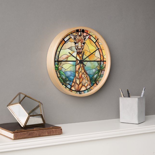 Stained Glass Giraffe Clock (Office)
