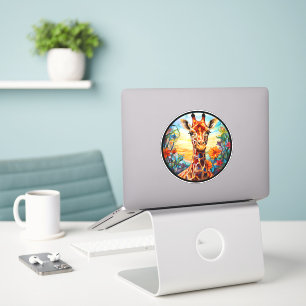 Stained Glass Giraffe Digital Art Laptop Decal