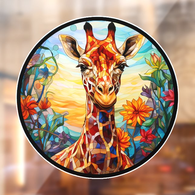 Stained Glass Giraffe Digital Art Window Cling (Sheet 2)