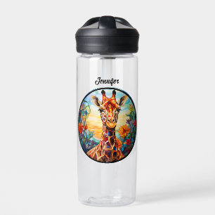 Stained Glass Giraffe Personalised Water Bottle