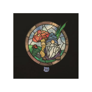 Stained Glass Gnome Wood Wall Art