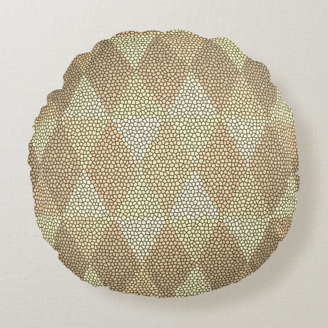 Stained Glass Gold Diamond Pattern Round Cushion (Front)