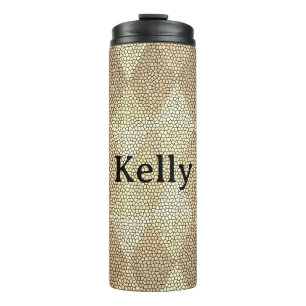 Stained Glass Gold Diamond Pattern Thermal Tumbler