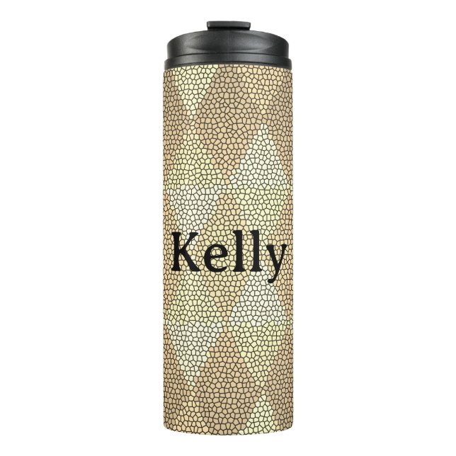 Stained Glass Gold Diamond Pattern Thermal Tumbler (Front)
