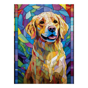 Stained Glass Golden Retriever Dog Vibrant Pet Dec Poster