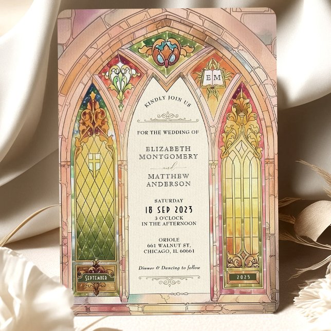 Stained Glass Gothic Cathedral Wedding Invitation (Creator Uploaded)