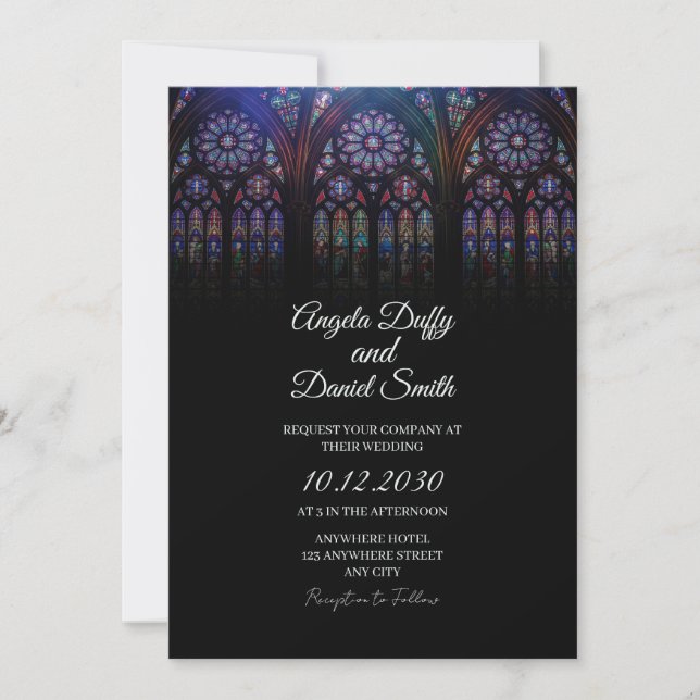 Stained Glass Gothic Wedding Invitation (Front)