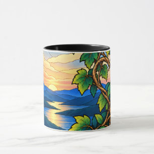 Stained Glass Grapevine Heart Landscape Mug