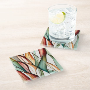 Stained-Glass Grass Glass Coaster