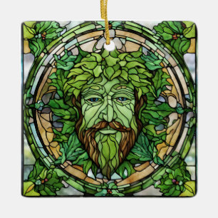 Stained Glass Green Man Ornament